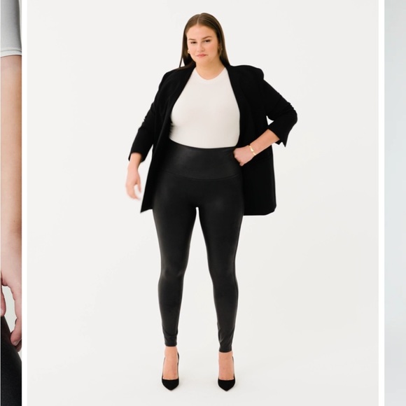 Spanx Black Faux Leather Leggings, XL Petite - Picture 6 of 9